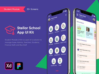 Stellar School App - Student UI Kit for Figma & Adobe XD
