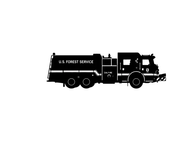 Silhouette of a u s forest service truck a large vehicle