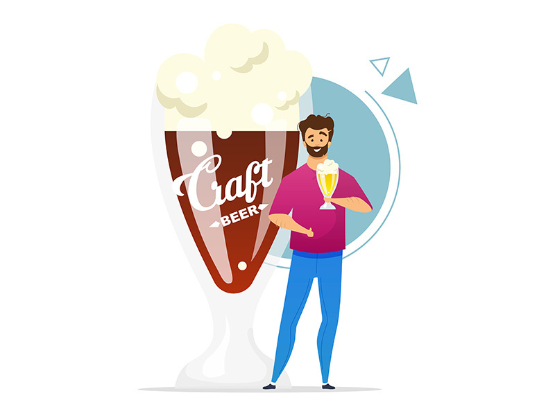 Craft beer consumer flat color vector illustration