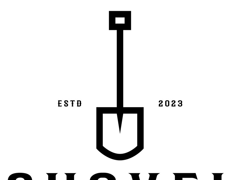 Shovel logo for agriculture, excavation,building, mining foundation. gardening vector set design with leaves