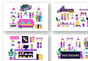 10 Skateboard Shop Illustration
