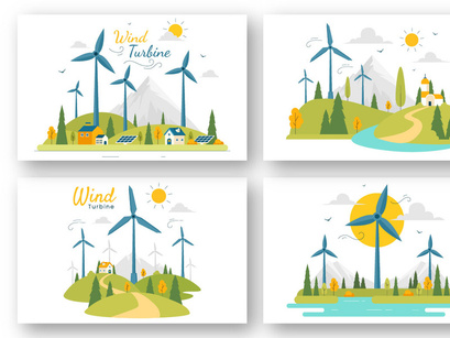 9 Sustainable Wind Turbine Illustration