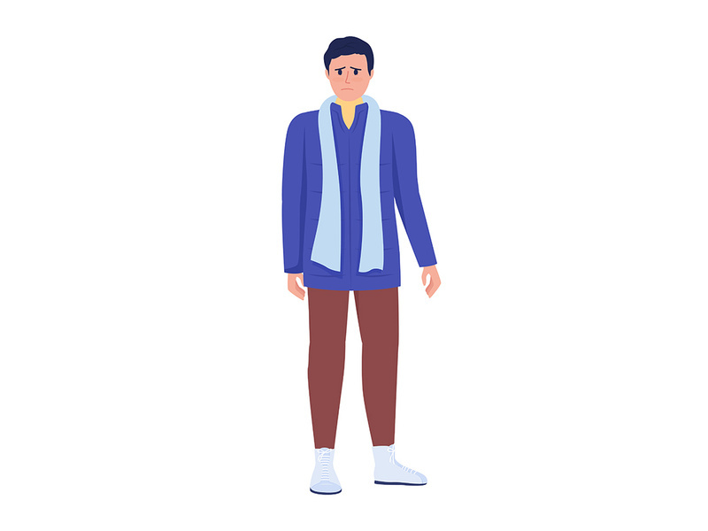 Male war victim waiting for departure flat color vector character