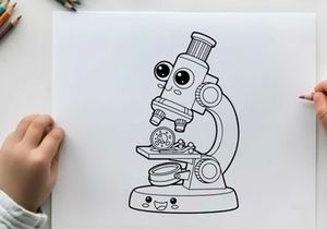 Cute cartoon microscope vector illustration flat design