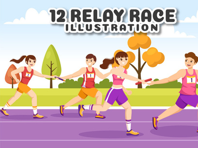 12 Relay Race Sports Illustration