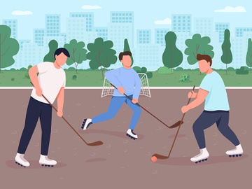 Field hockey flat color vector illustration preview picture
