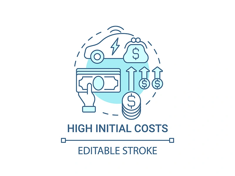 EV high initial costs concept icon.