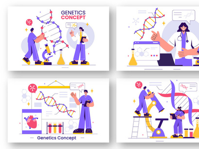 9 Genetic Science Concept Illustration