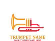 Musical instrument simple icon trumpet for jazz music logo design