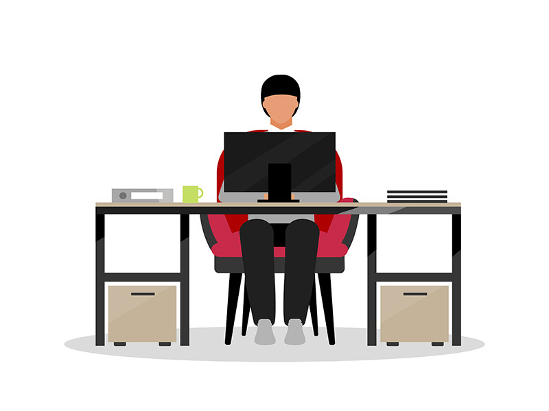 Clerical employee flat color vector faceless character