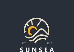 Sun sea Logo design creative premium sun beach logo icon vector template