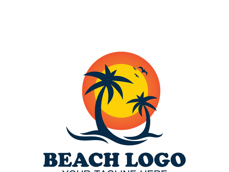 Beach logo design Vector template