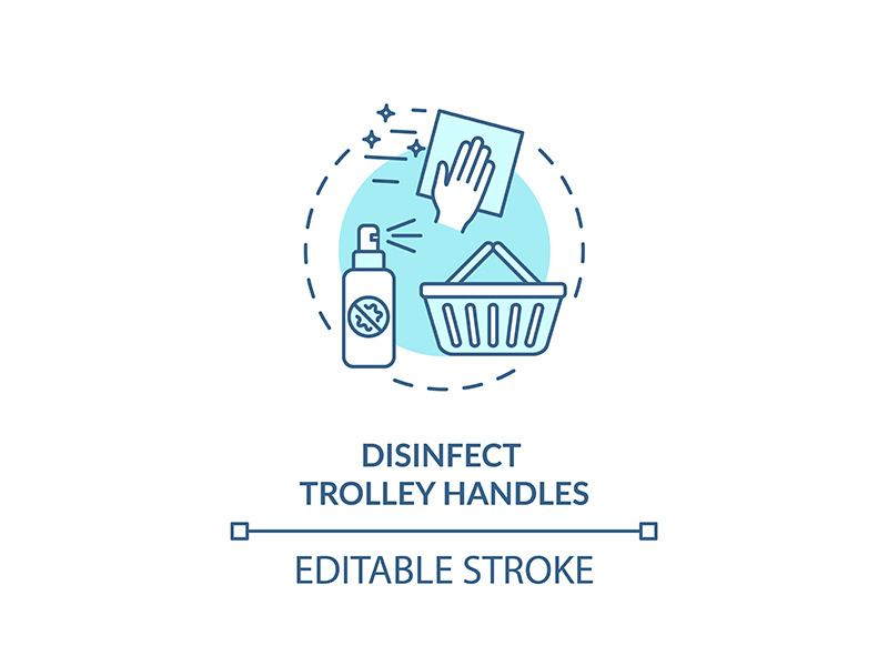 Trolley handles disinfection concept icon