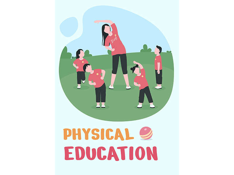 Physical education poster flat vector template