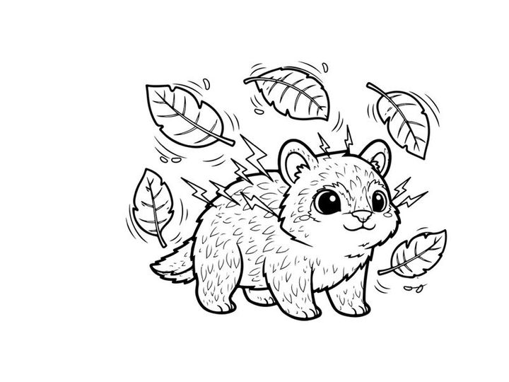 Cute raccoon autumn leaves falling vector illustration