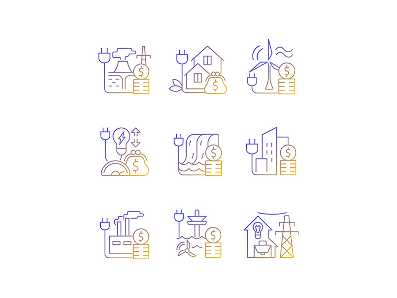 Energy prices linear icons set