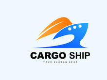 Cargo Ship Logo, Fast Cargo Ship Vector