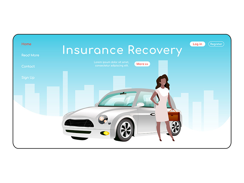 Insurance recovery landing page flat color vector template
