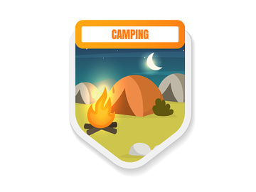 Camping flat color vector badge preview picture