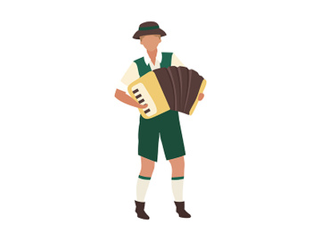 Oktoberfest participant playing accordion semi flat color vector character preview picture