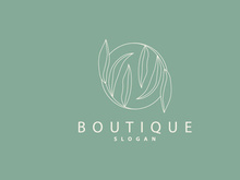 Leaf Line Logo, Beautiful Hand Drawn Design