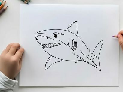 Shark swimming underwater vector illustration flat design
