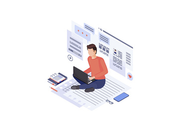 Copywriting & content marketing isometric illustration preview picture