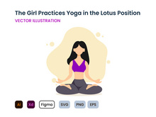 The girl practices yoga in the lotus position.