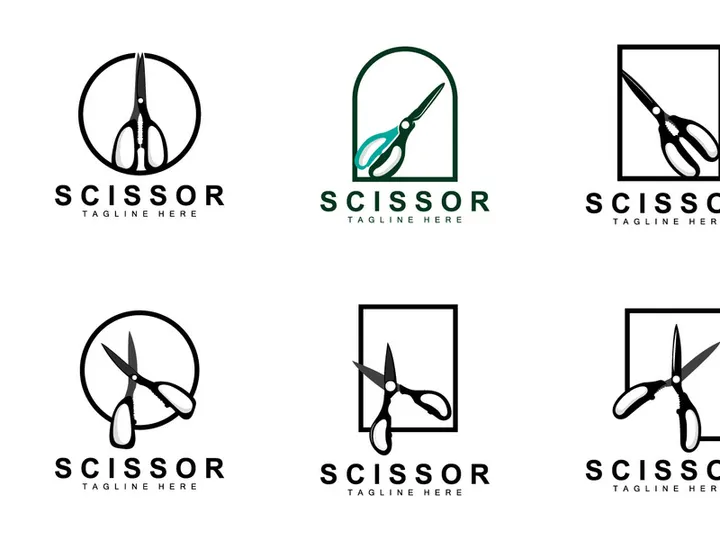 Scissors Logo Design, Barbershop Shaver Vector, Babershop Scissors Brand Illustration