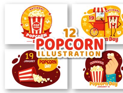 12 National Popcorn Day Illustration