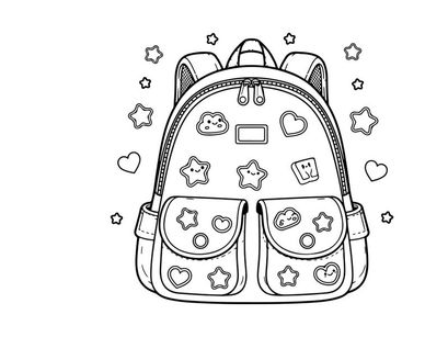 Cute school backpack with emoji faces vector illustration