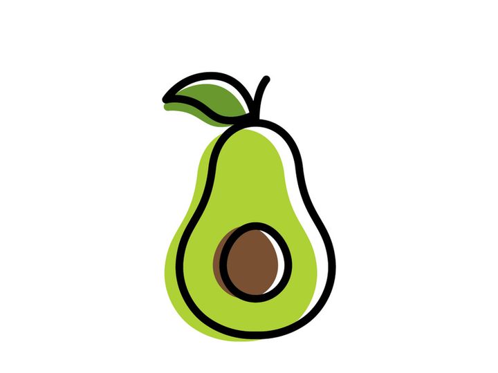 Avocado fruit logo template, healthy food symbols
