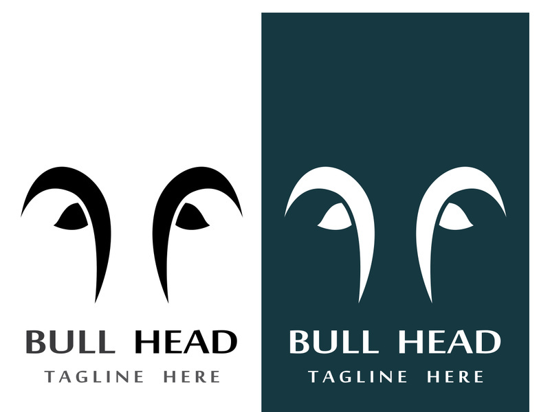 Retro vintage bull head horns logo design.