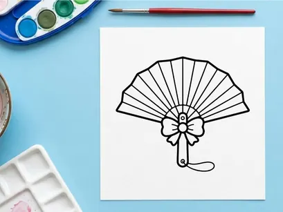 Decoração de leque de papel artesanal com design floral para Halloween. Leque dobrável estilo vintage com ilustração de teia de aranha e flores para decoração festiva...
