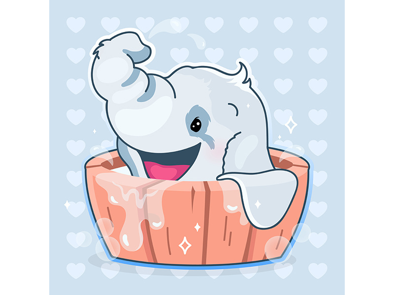 Cute elephant kawaii cartoon vector character