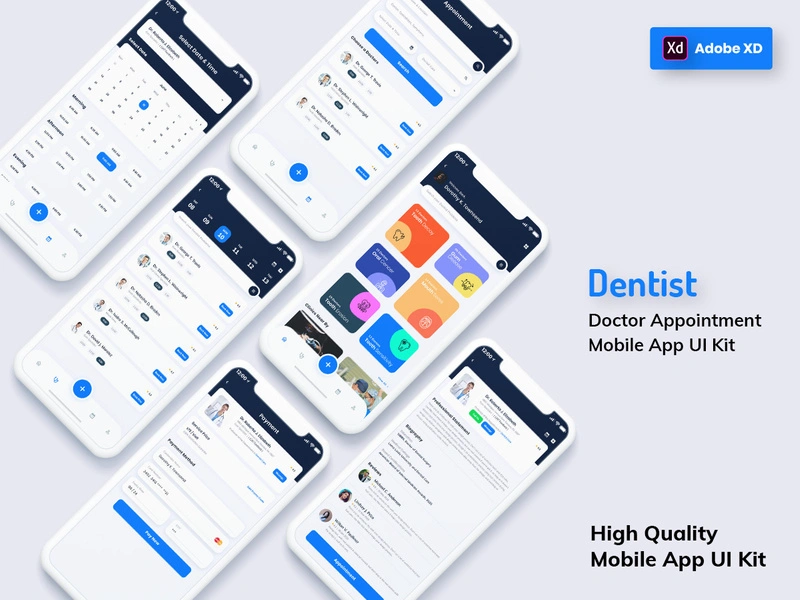 Dentist Appointment Mobile App Light Version (XD)