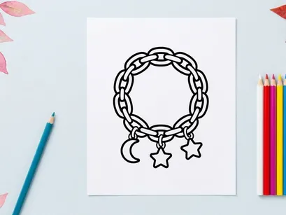 Guirnalda de Halloween dibujada a mano con cadena y amuletos. Guirnalda decorativa espeluznante con luna y estrellas para decoración otoñal festiva.