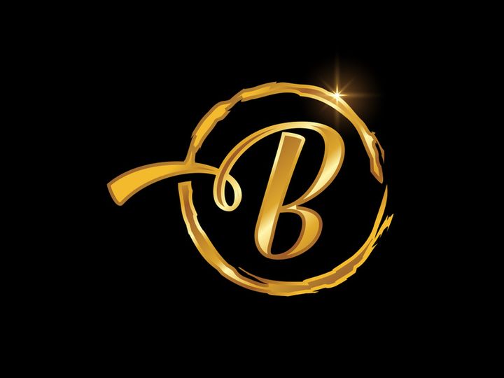 Golden color English hand-drawn alphabet in a brush circle on black background