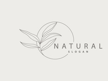 Leaf Line Logo, Beautiful Hand Drawn Design