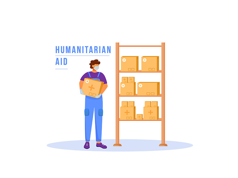 Humanitarian aid flat color vector faceless character