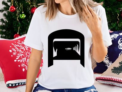 A black and white illustration of a tunnel with a wavy pattern