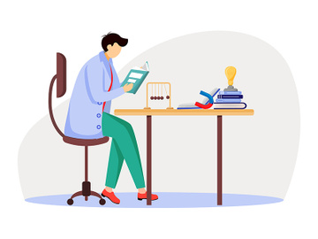 Scientist at his working place flat vector illustration preview picture