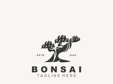 Bonsai Tree Logo Design template. vintage  illustration of aesthetic bonsai plants culture