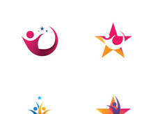 Logo design of people with stars to achieve success.