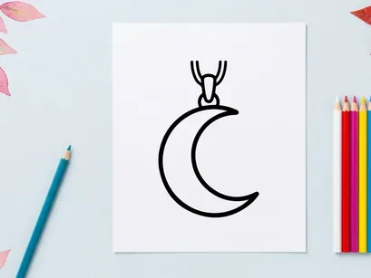 Minimalist silver moon pendant necklace on white background. Elegant crescent moon jewelry for women and fashion accessories.