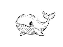 Smiling whale underwater vector illustration flat design