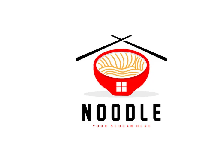 Noodle Logo, Ramen Vector, Chinese Food, Fast Food Restaurant Brand Design, Product Brand, Cafe