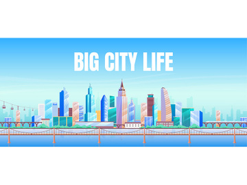 Big city life banner flat vector template preview picture