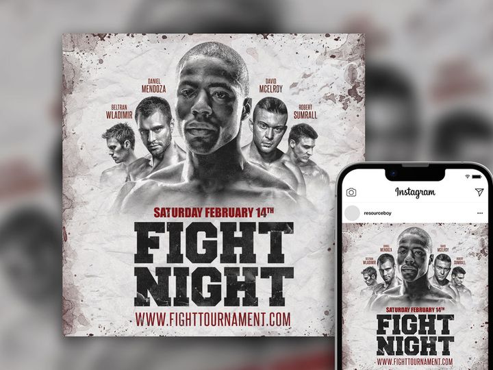 Free Retro Border Bold Fight Night Instagram Post Template