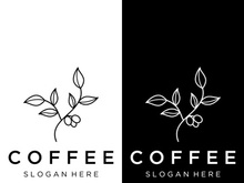 Coffee bean logo design with retro outline.